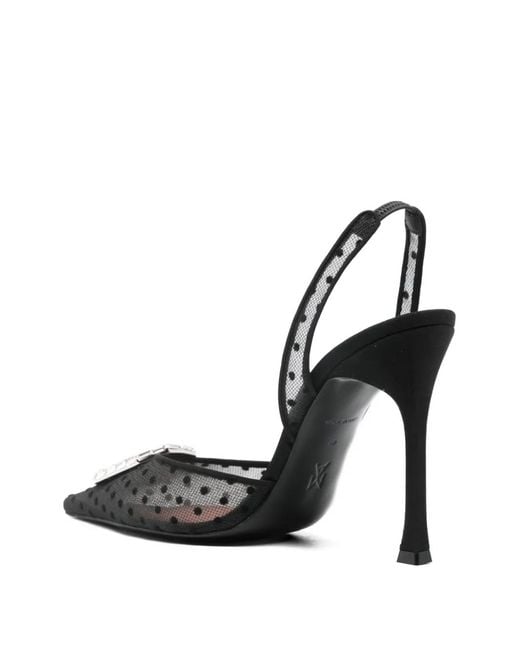AMINA MUADDI Metallic 110Mm Camelia Lace Polka-Dot Sling Pumps