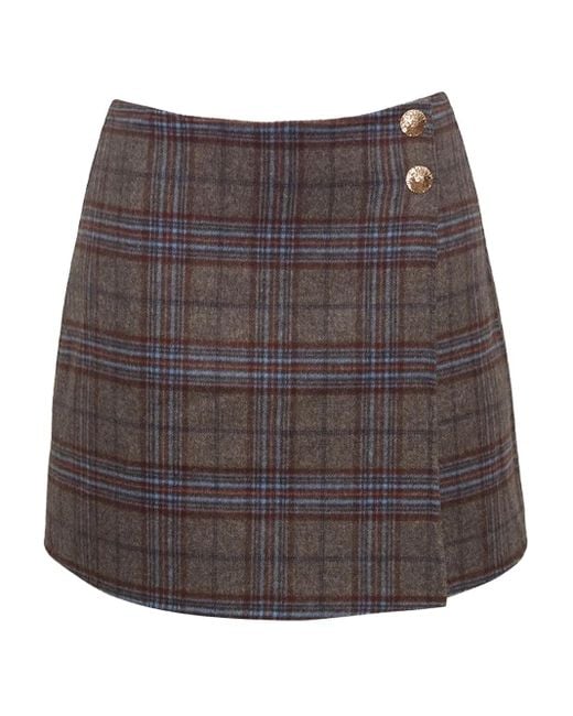 Cara Cara Gray Plaid Wrap Skirt