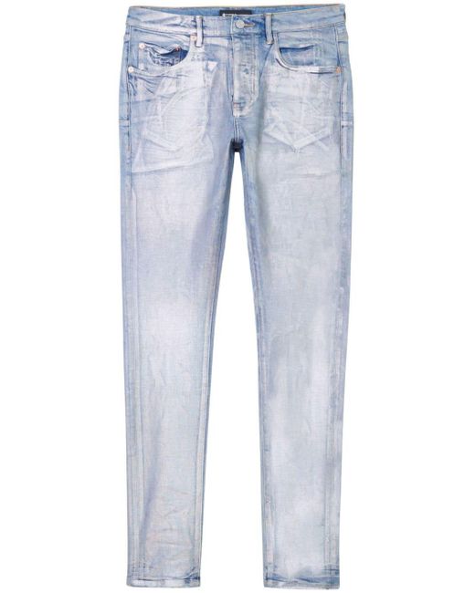 Purple Brand Skinny-Jeans mit Schimmeroptik in Blue für Herren
