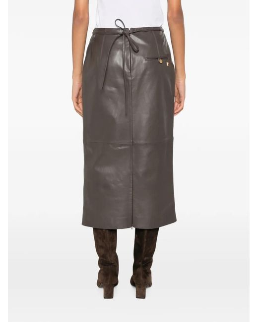 Alberta Ferretti Gray Leather Panelled Skirt