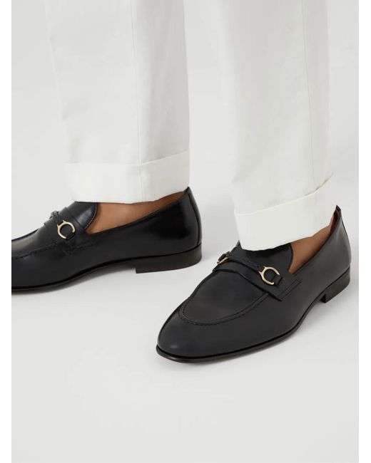 Brunello Cucinelli Black Embellished Waxed-Leather Loafers for men