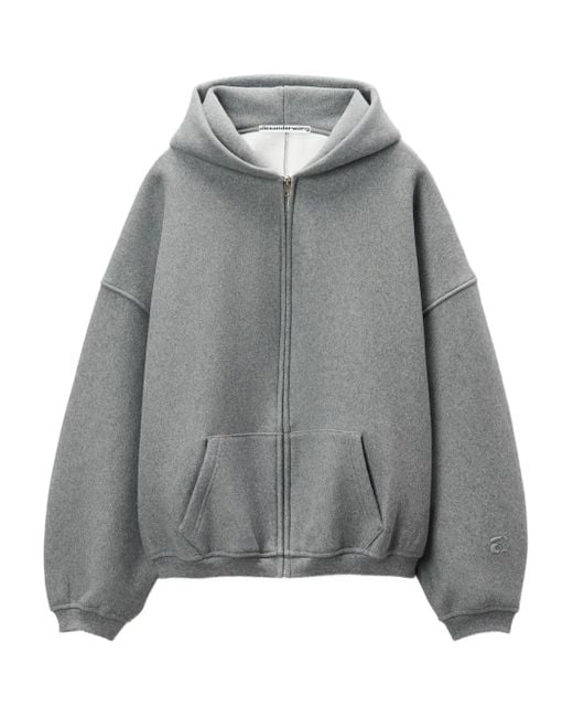 Alexander Wang Gray Puff Logo Zip-Up Hoodie for men