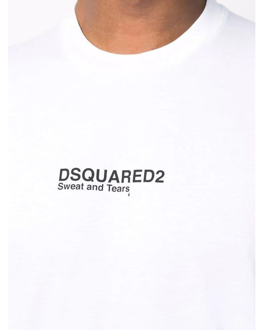 DSquared² White Logo-Print Cotton T-Shirt for men