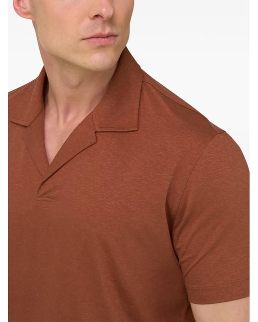 Boggi Brown Slub-Texture Short-Sleeved Polo Shirt for men