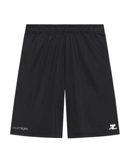 Courreges Black Elasticated-Waistband Logo-Detail Shorts for men