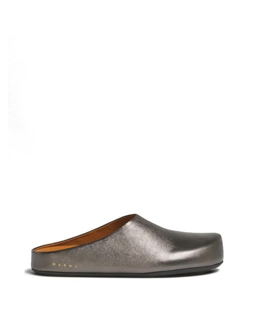 Marni Gray Leather Fussbett Sabot for men