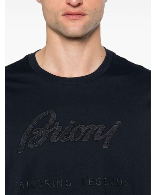 Brioni T-Shirt mit Logo-Patch in Blue für Herren