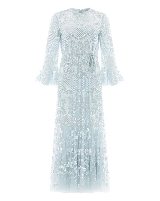 Abito Da Sera Con Paillettes di Needle & Thread in White