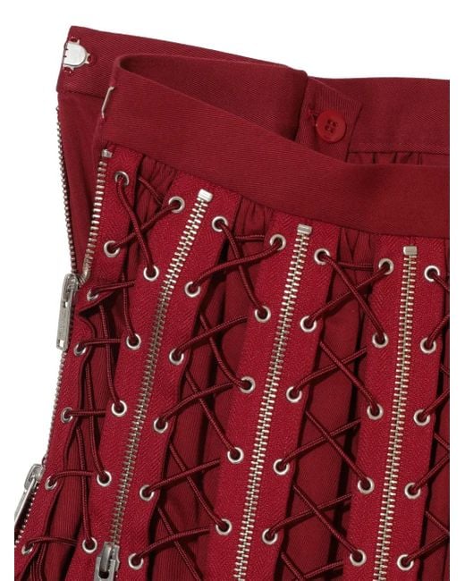 Undercover Red High-Waisted Pleated Skirt