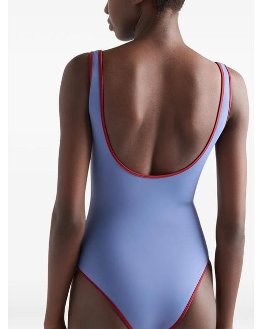 Prada Blue Jersey One-Piece Swimsuit