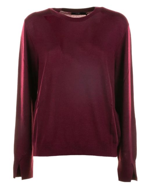 Seventy Purple Split-Cuff Crew-Neck Sweater
