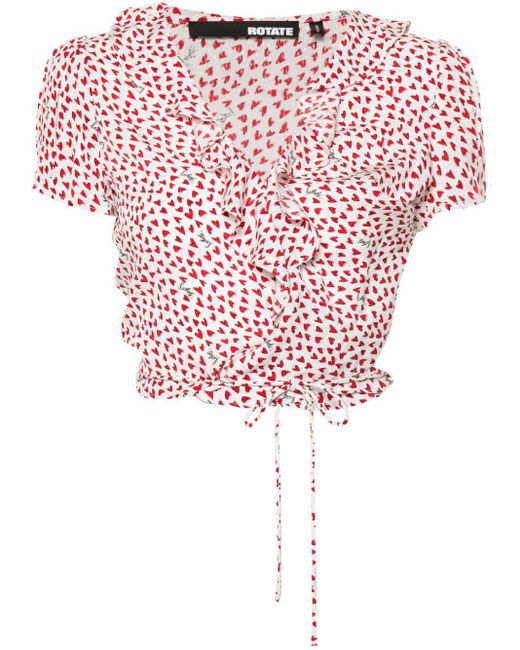 ROTATE BIRGER CHRISTENSEN Pink Bluse mit Herz-Print