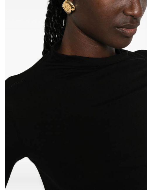 Pinko Black Ruched Long-Sleeve Top