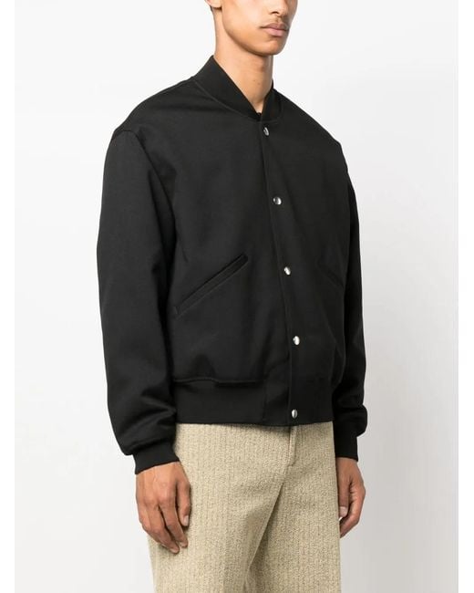Jil Sander Black Plain Cotton Bomber Jacket for men