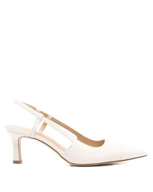 MICHAEL Michael Kors White "Alora" Toe Cap Medium Sling Pump