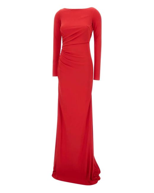 Elisabetta Franchi ドレープ マキシドレス Red