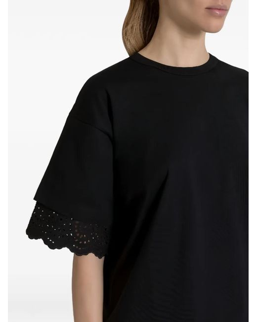 Alberta Ferretti Black Lace Sleeve T-Shirt