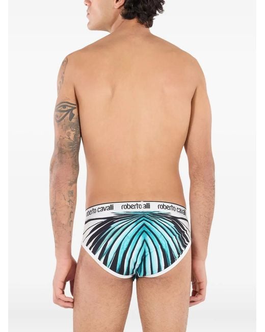 Roberto Cavalli Blue Ray Of Sea-Print Briefs for men