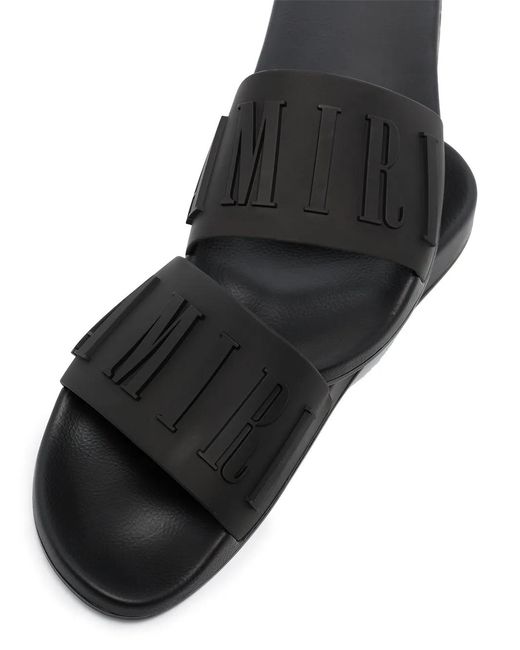 Amiri Black Brand-embossed Rubber Sliders for men