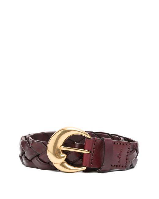 Etro Red Braided Leather Belt