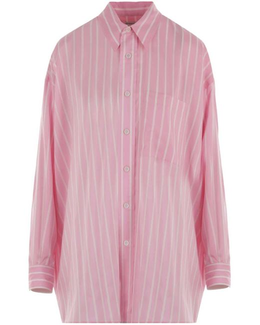 Bottega Veneta Pink Striped Silk Shirt