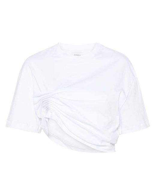 Laneus White Asymmetric Cotton T-shirt
