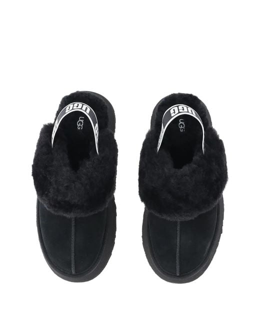 Ugg Black Shearling-Trim Platform Slippers