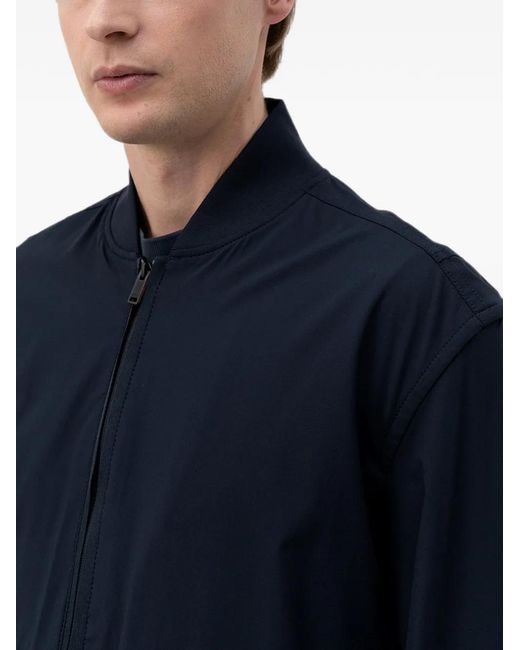 Boss Blue Logo-Patch Bomber Jacket for men