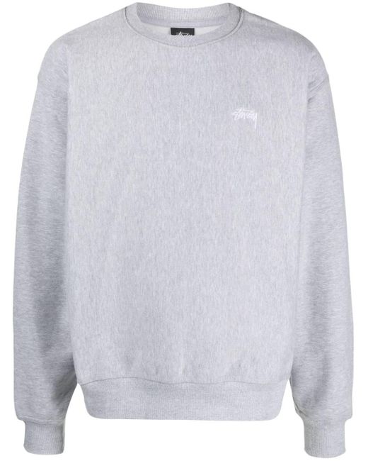 Stussy Gray Stock Logo Sweatshirt Heather Grey for men
