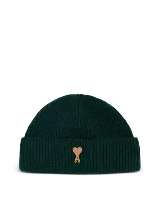 AMI Green Wool Ami De Coeur Beanie