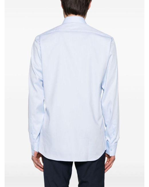 Karl Lagerfeld White Classic-collar Long-sleeve Shirt for men