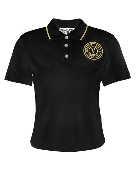 Versace Jeans Couture Black Logo-Embroidered Polo Shirt