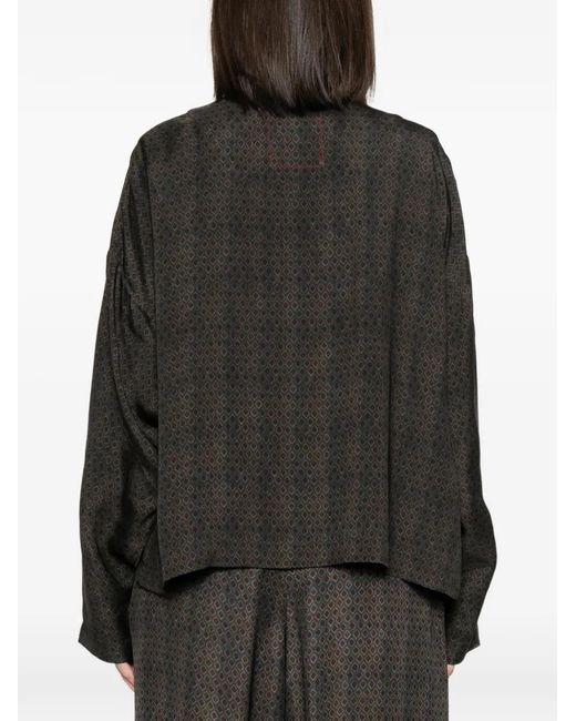 Uma Wang Brown Klarke Geometric-Pattern Jacket