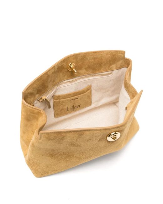 Liffner Natural Push-Lock Suede Clutch Bag