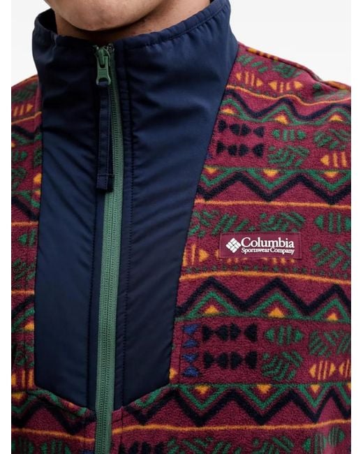 Columbia Red Zip Patterned Sweatshirt for men