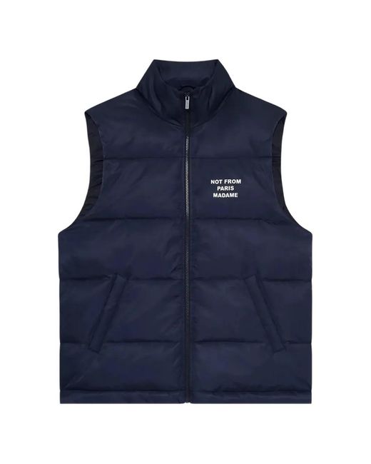 Drole de Monsieur Blue Quilted Logo-Print Gilet for men