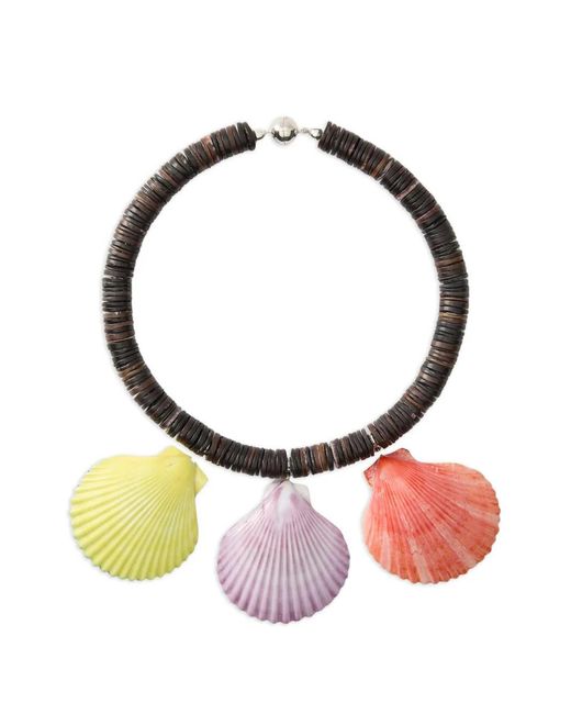 Julietta Brown Mare Shell-Pendant Beaded Necklace