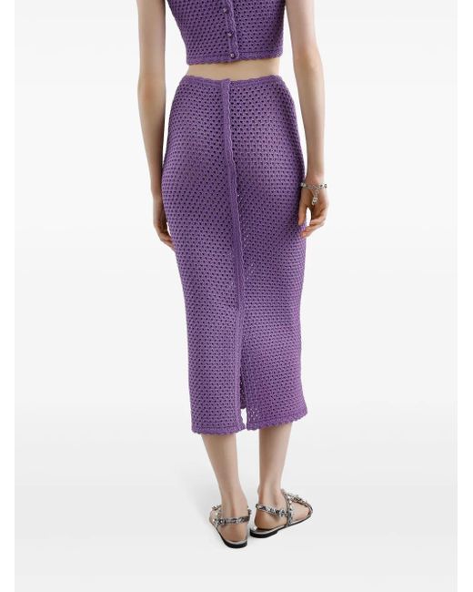 Dolce & Gabbana Purple Crochet-Knit Midi Skirt