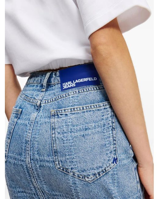 Karl Lagerfeld Blue Patchwork Denim Mini Skirt