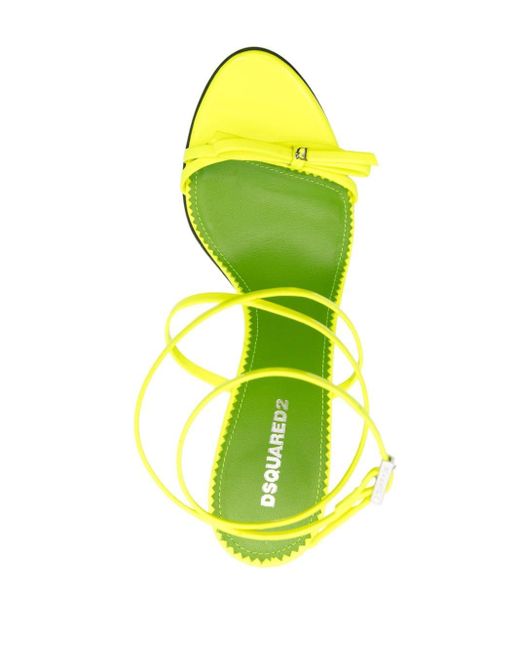 Sandales en cuir 115 mm à détail de nœud DSquared² en coloris Yellow