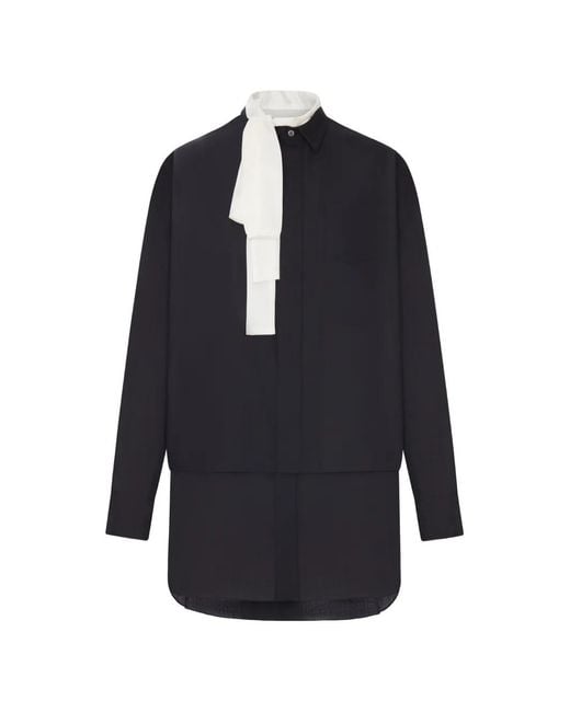 Sacai Blue Mini Layered Pussy-Bow Dress
