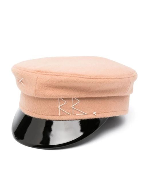 Ruslan Baginskiy Pink Logo-Embroidered Wool Baker Boy Cap