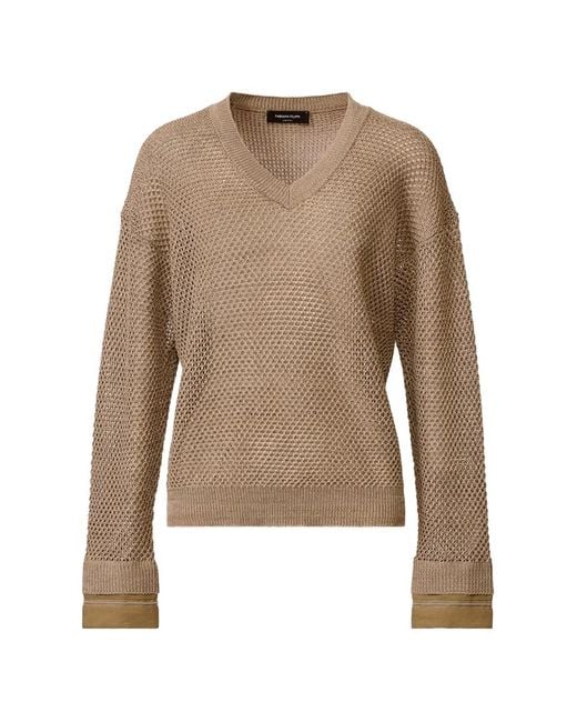 Fabiana Filippi Natural V-Neck Long-Sleeve Sweater