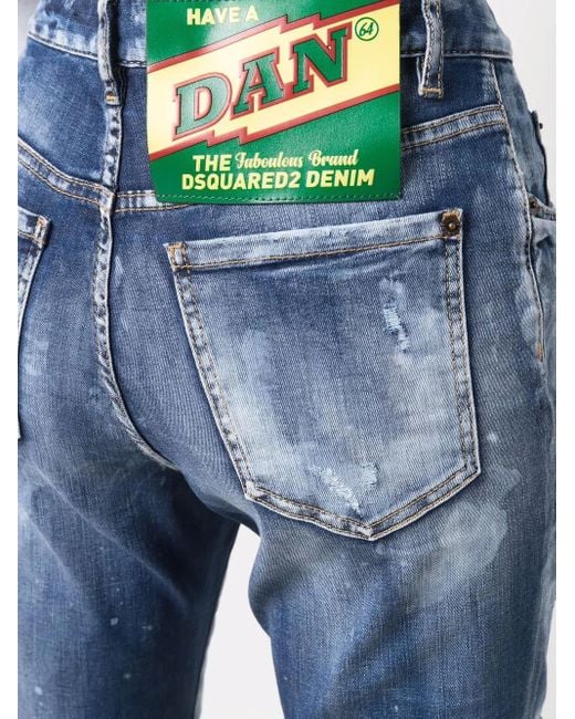 DSquared² Blue High-Waisted Tie-Dye Jeans
