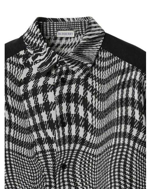 Burberry Overhemd Met Pied-de-poule Print in het Black voor heren