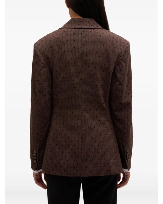 Ganni Brown Single-Breasted Polka Dot Blazer
