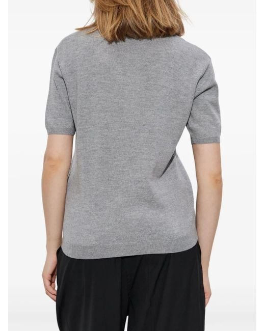 Marni Gray Wool Polo Shirt With Velvet Collar Clothing