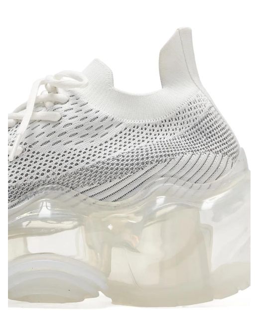 grounds White Moopie Knit-Upper Bubble Sole Sneakers