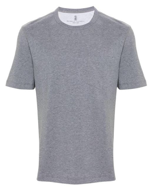 Brunello Cucinelli Gray Mélange Cotton T-shirt for men