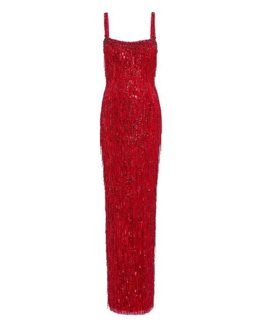 Robe Longue À Ornements De Sequins Jenny Packham en coloris Red